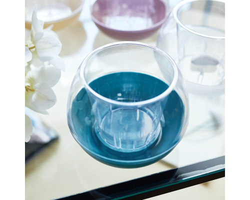Flowerpot "Sphere" d14cm (transparent / gray blue)