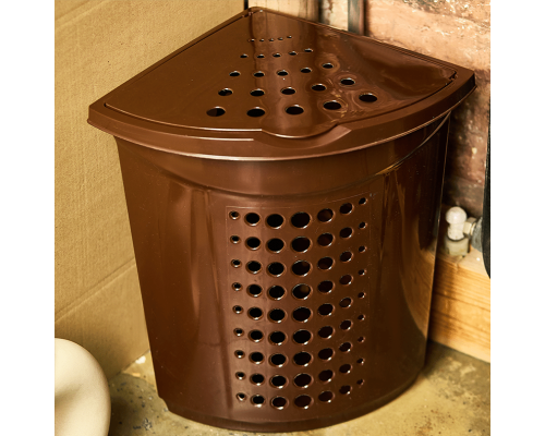 Laundry bin corner 45L (dark brown)