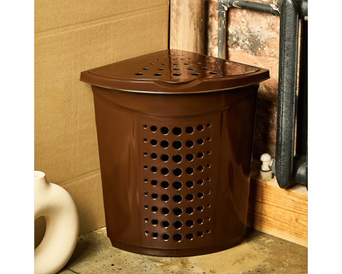 Laundry bin corner 45L (dark brown)