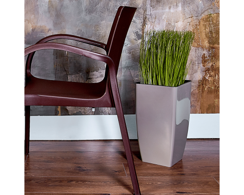 Flowerpot "Quadro" with insert 22x22x41,5cm (cappuccino)