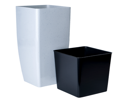 Flowerpot "Quadro" with insert 27x27x51cm Stone (light grey concrete)