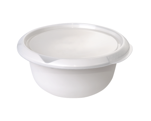 Kitchen bowl with lid 2,75L (white rose / transparent)