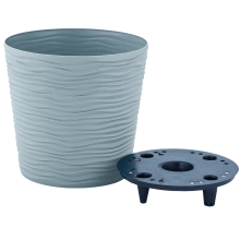 Flowerpot "Fusion" with insert low d16x14,5cm (gray blue)