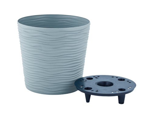 Flowerpot "Fusion" with insert low d16x14,5cm (gray blue)