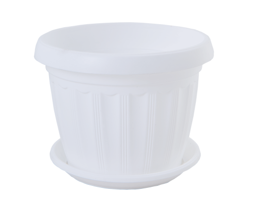 Flowerpot "Terra" with tray 20x15cm (white)