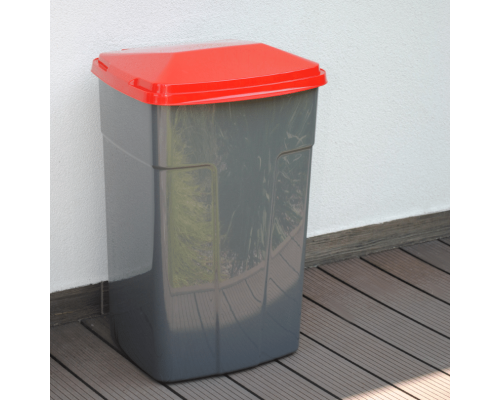 Garbage bin 90L (dark gray / red)