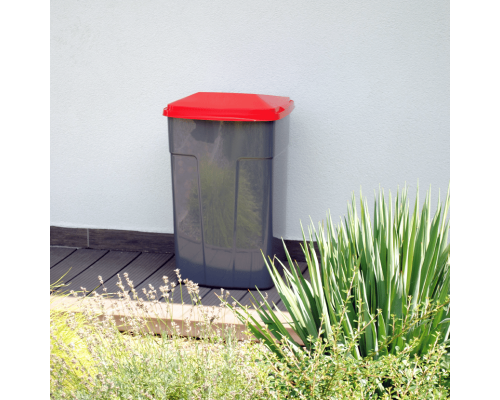 Garbage bin 90L (dark gray / red)