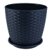 Flowerpot "Rattan" with tray 16x15cm (granite)