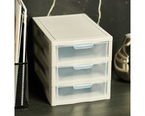 Universal organizer for 3 drawers (white rose / transparent)