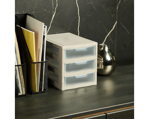 Universal organizer for 3 drawers (white rose / transparent)