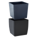 Flowerpot "Quadro" low with insert 27x27x26cm (granite)