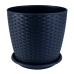 Flowerpot "Rattan" with tray 20x18cm (granite)