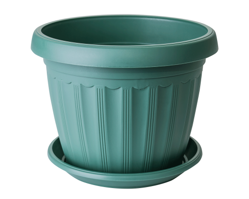 Flowerpot "Terra" with tray 25x19cm (green)