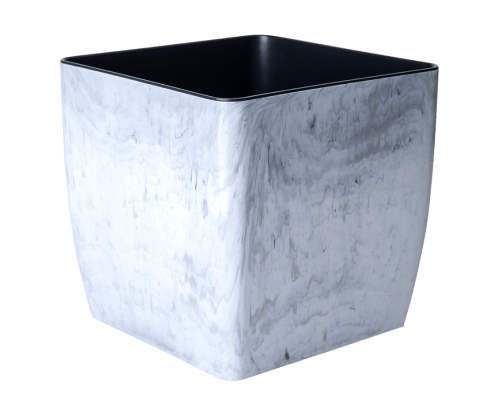 Вазон "Квадро" низький 22*22*21см. Stone (білий мармур)