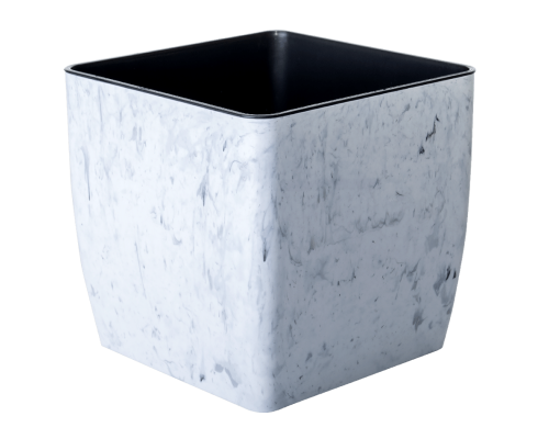 Вазон "Квадро" низький 16*16*15,5см. Stone (білий мармур)