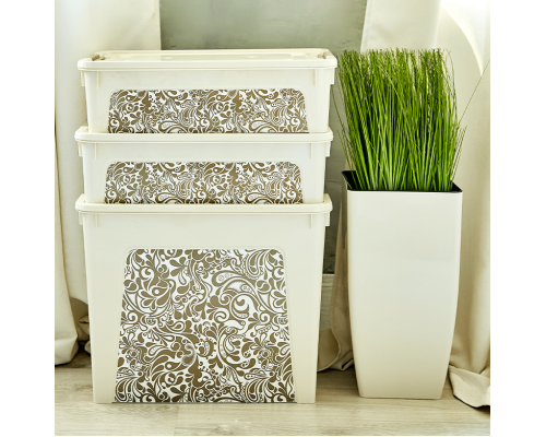 Flowerpot "Quadro" with insert 22x22x41,5cm (white rose)