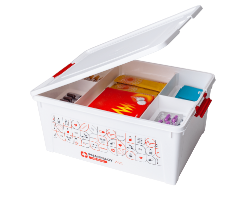 Контейнер "Smart Box" з органайзером та декором 7,9л. (білий, Аптечка)