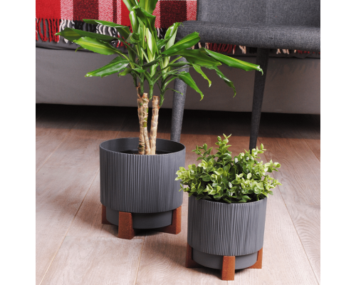 Flowerpot "Oslo" with insert and decorative stand d16cm (granite)