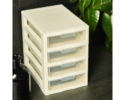 Universal organizer for 4 drawers (white rose / transparent)