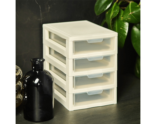 Universal organizer for 4 drawers (white rose / transparent)