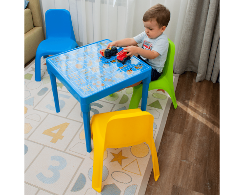 Children's table "English Alphabet" (light blue)