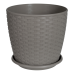 Flowerpot "Rattan" with tray 20x18cm (creamy)