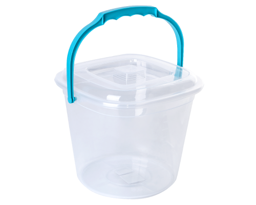 Pail "Smart" with lid 6L (transparent / turquoise)