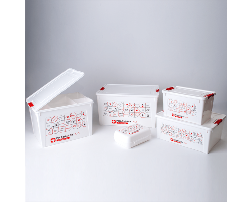 Container "Smart Box" with organizer and decor 3,5L (white, First aid kit)
