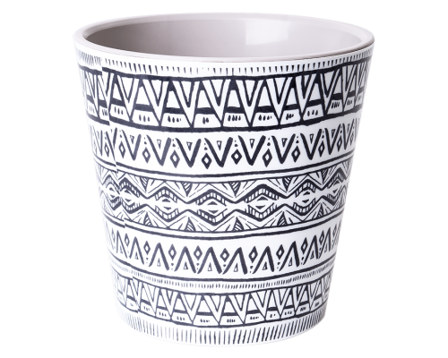 Flowerpot "Deco" with insert with decor 16x15,5cm (Ethno white)