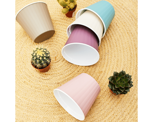 Flowerpot "Ibis" with insert 15,7x13,0cm (violet / white)