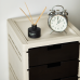 Chest of drawers on 3 drawers on wheels (beige / dark brown)