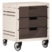 Chest of drawers on 3 drawers on wheels (beige / dark brown)