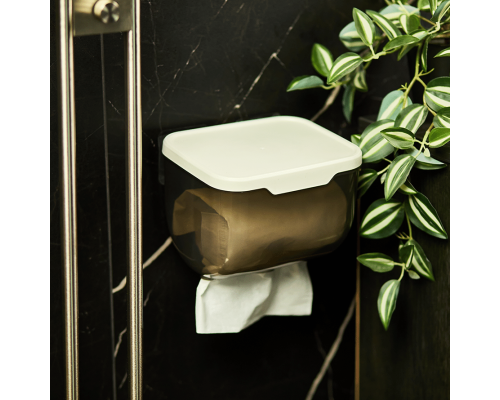 Toilet paper holder (brown transparent / white rose)