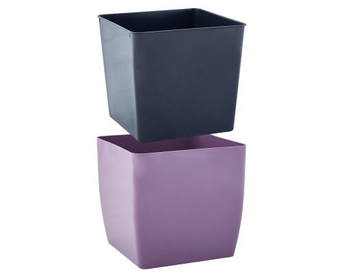 Flowerpot "Quadro" low with insert 22x22x21cm (violet)