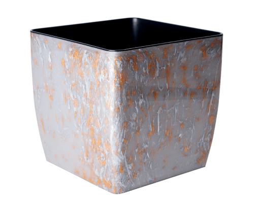 Вазон "Квадро" низький 22*22*21см. Stone (срібний опал)
