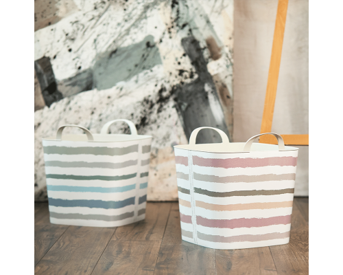 Basket "Practic" with decor (Lines pink)