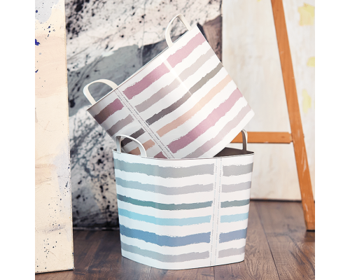 Basket "Practic" with decor (Lines pink)