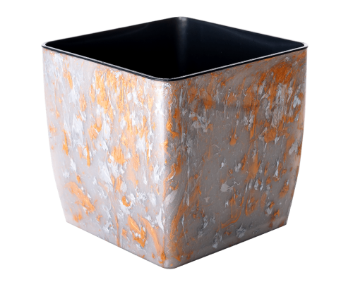 Вазон "Квадро" низький 16*16*15,5см. Stone (срібний опал)