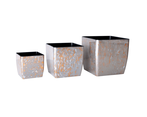 Вазон "Квадро" низький 16*16*15,5см. Stone (срібний опал)
