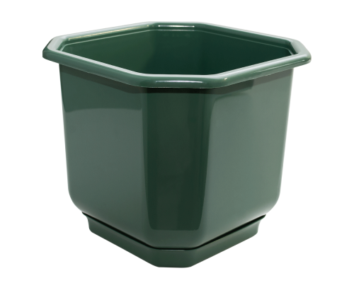 Flowerpot "Dama" with tray 20x20cm (green)