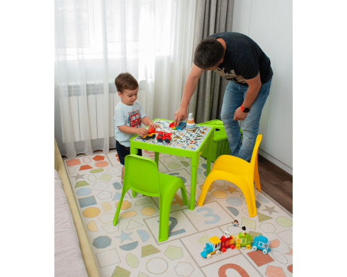 Children's table "English Alphabet" (olive)