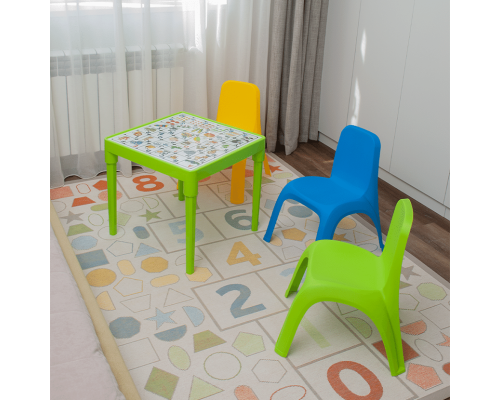 Children's table "English Alphabet" (olive)