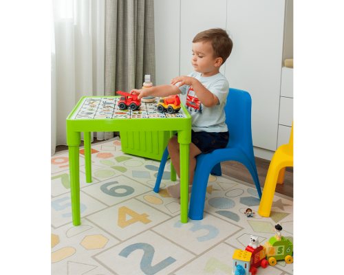 Children's table "English Alphabet" (olive)