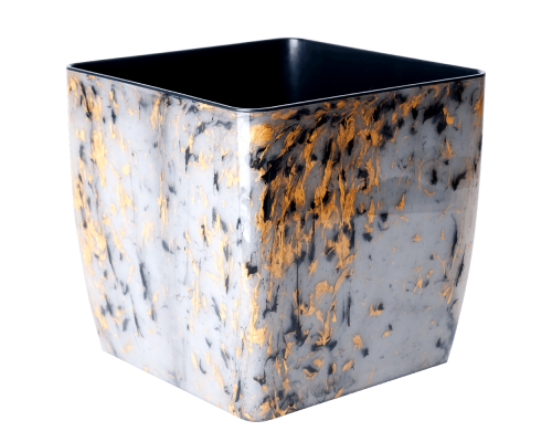 Вазон "Квадро" низький 22*22*21см. Stone (чорний агат)