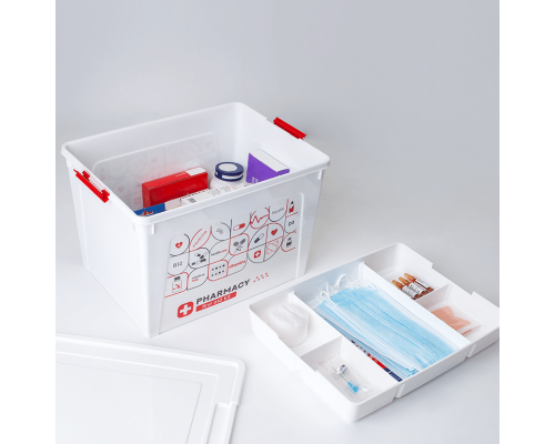 Container "Smart Box" with organizer and decor 12L (white, First aid kit)