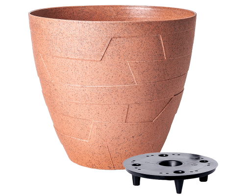Flowerpot "Ceramo" with insert d19,5x17,5cm (caramel WOOD)