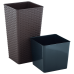 Flowerpot "Rattan" square with insert 22x22x41,5cm (dark brown)