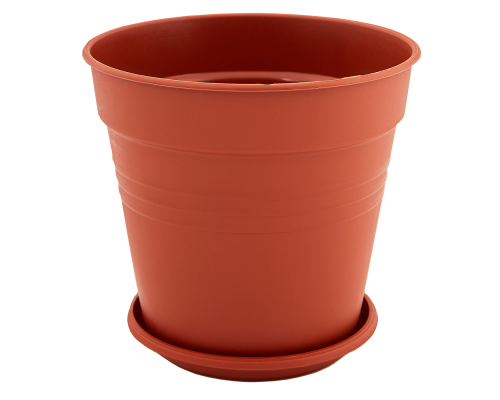 Flowerpot "Gloria" with tray 14,5x14cm (terracotta)