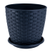 Flowerpot "Rattan" with tray 12x11cm (granite)