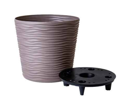 Flowerpot "Fusion" with insert low d23,5x22cm (cappuccino)